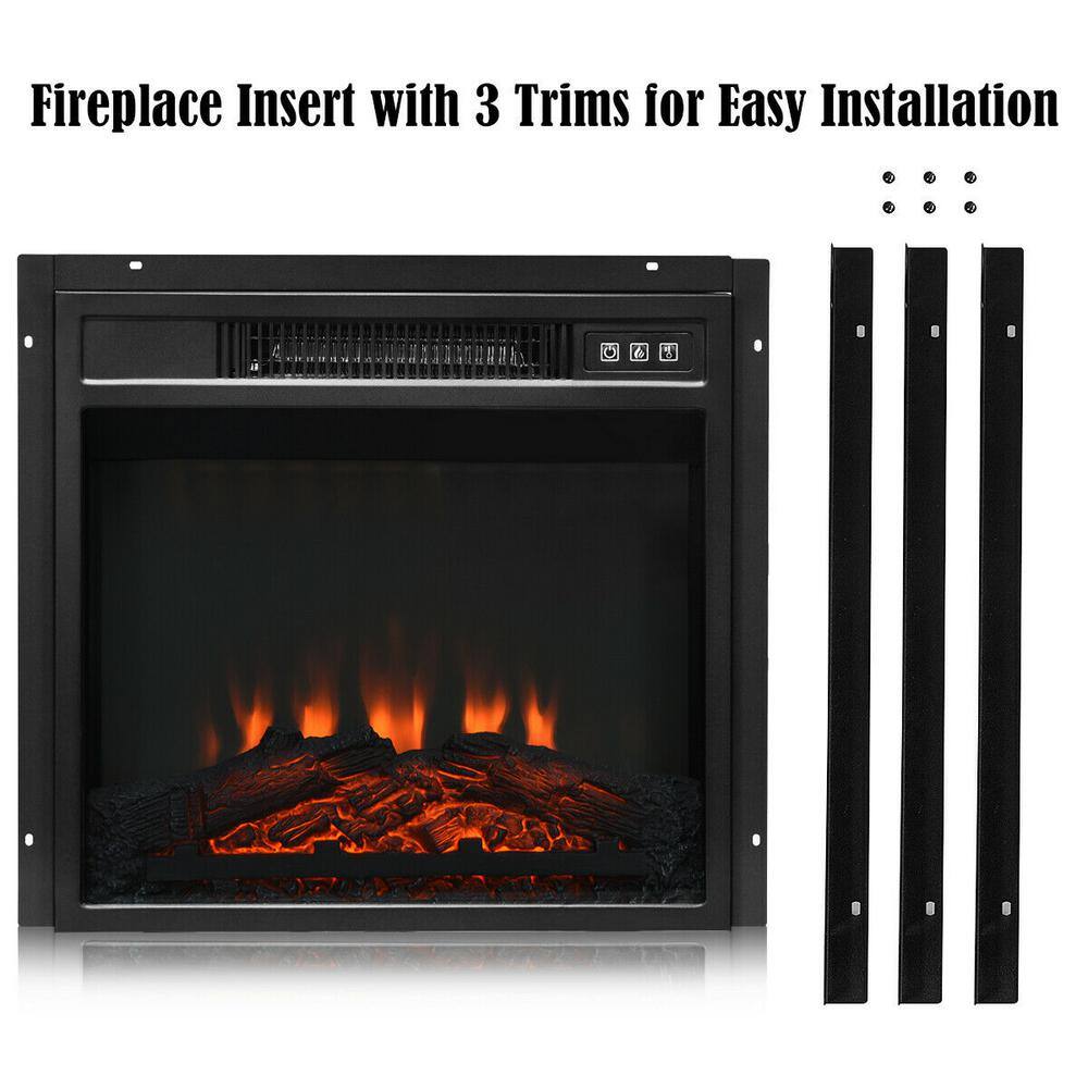 18 in. 1400-Watt Electric Fireplace Freestanding and Wall-Mounted Heater Log Flame Remote Black - Hercitys