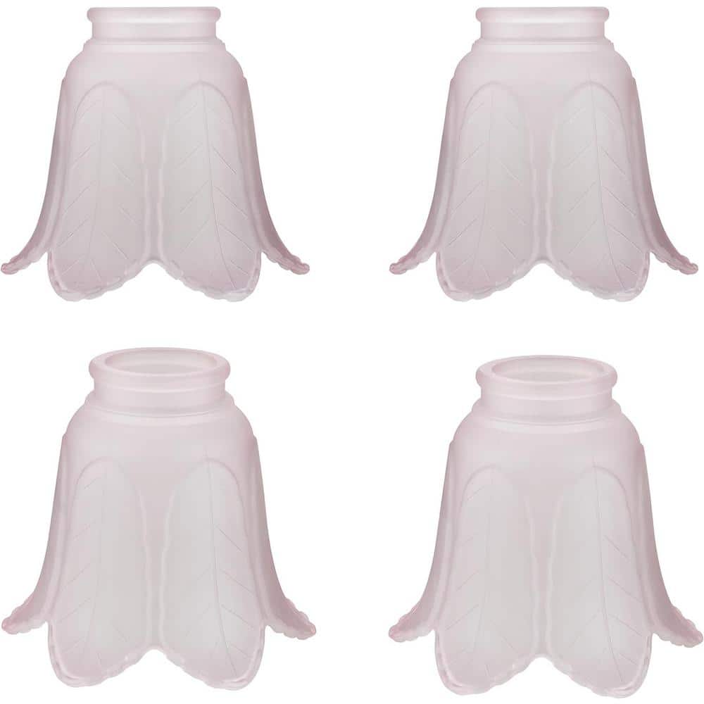 (4-Pack)-Lighting Accessory-Replacement Glass-Pink Rose Leaf, 2-1/8 in. Fitter, Size: 5 in. D x 4-1/4 in. H - Hercitys