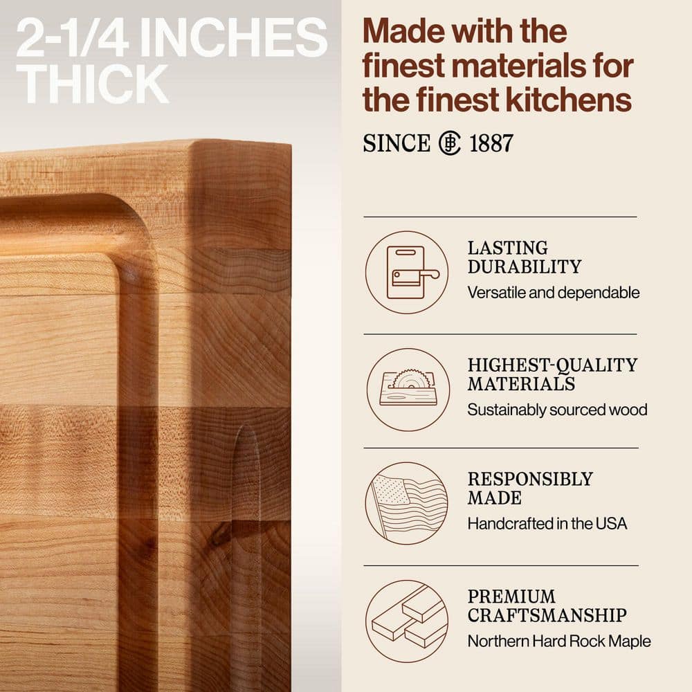 1-Piece Maple Wood Reversible Cutting Board - Hercitys