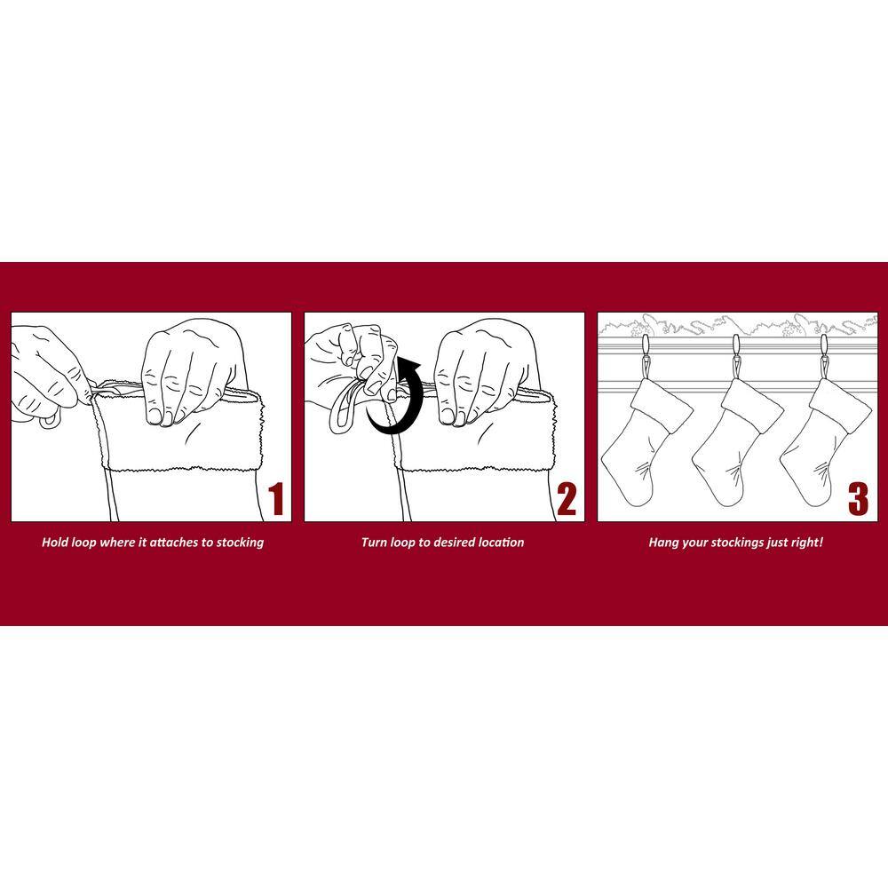 20 in. Green Velveteen Polyester Christmas Stocking with White Plush Cuff - Hercitys