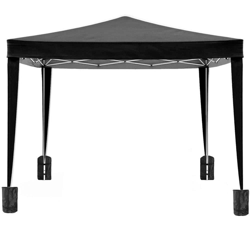 10 ft. W x 10 ft. D x 8.5 ft. H Black Roof Metal Portable Carport with 4 Removable Sidewalls and Carry Bag - Hercitys