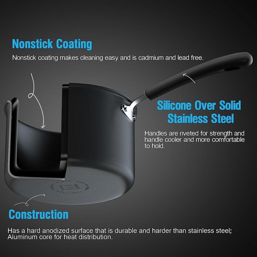 3 Quart 10 in. Nonstick Anodized Aluminum Saute Frying Pan with Lid - Hercitys