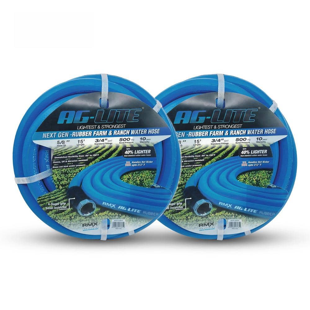 5/8 in. x 15 ft. Heavy Duty Rubber Garden Hose 2-Pack - Hercitys