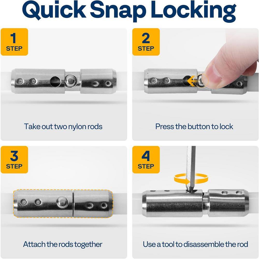 26 Feet Fireplace Cleaner Flexible Chimney Sweep Kit with 8 Rods and 3 Replaceable Bristles - Hercitys