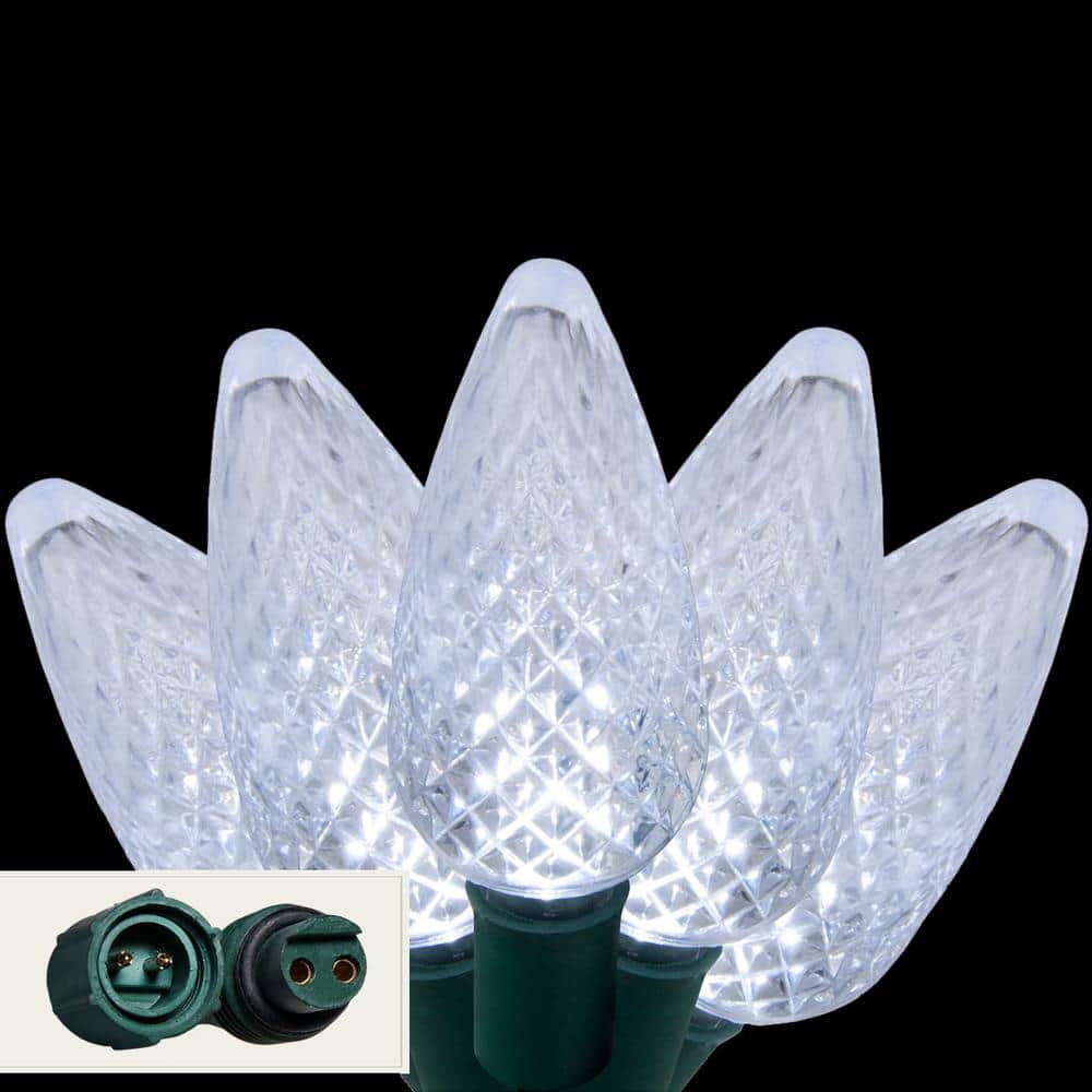 24 ft. 25-Light LED Cool White Commercial C9 String Lights with Watertight Coaxial Connectors - Hercitys