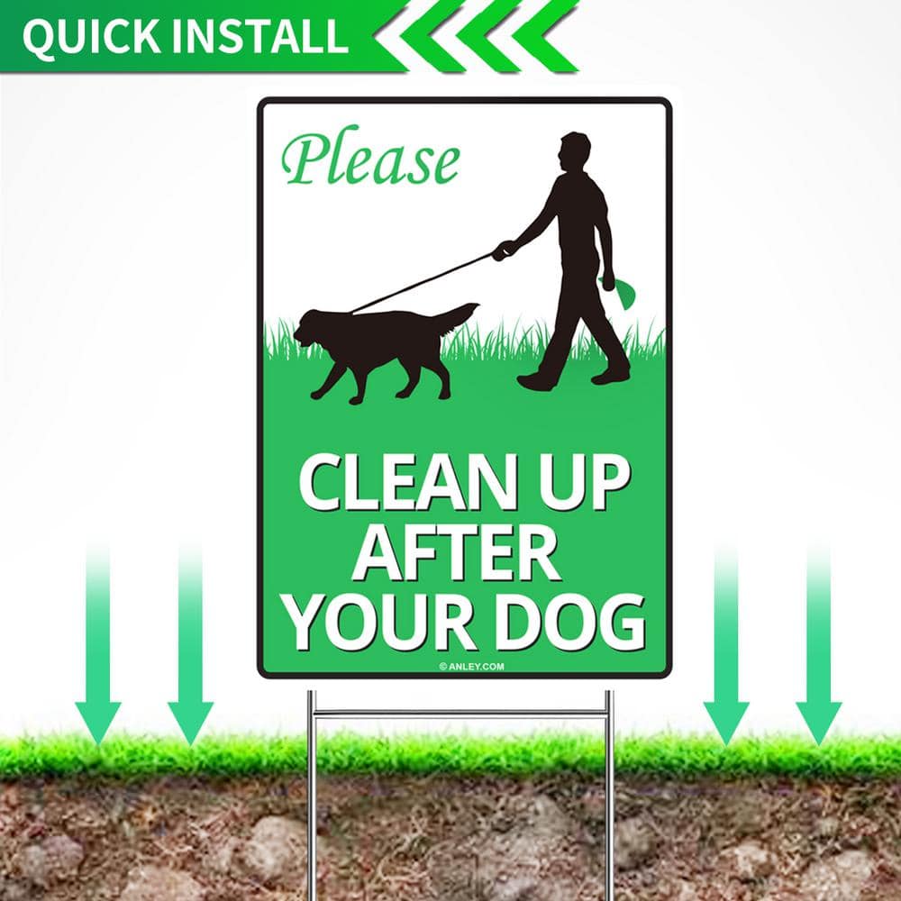 12 in. x 9 in. Clean Up After Your Dog Yard Sign, No Pooping Peeing Dogs Lawn Signs - Hercitys