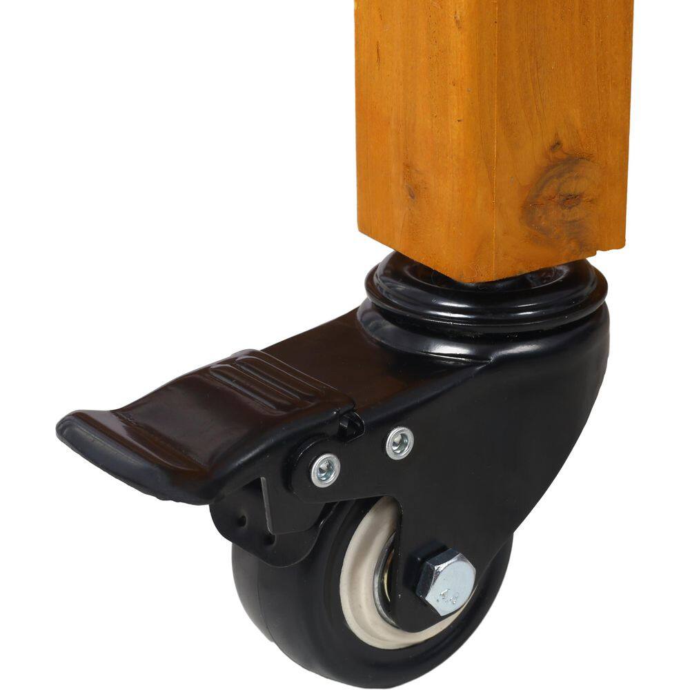 36 in. x 24.2 in. x 34.6 in. Elevated 8 Pocket Herb Wood Raised Garden Bed, Mobile Raised Wood Planter, Brown - Hercitys