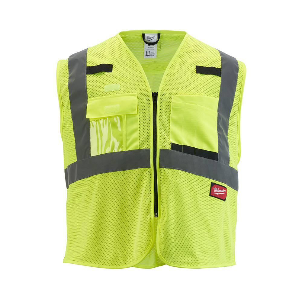 4X-Large/5X-Large Yellow Class 2 Mesh High Visibility Safety Vest with 9-Pockets (4-Pack) - Hercitys