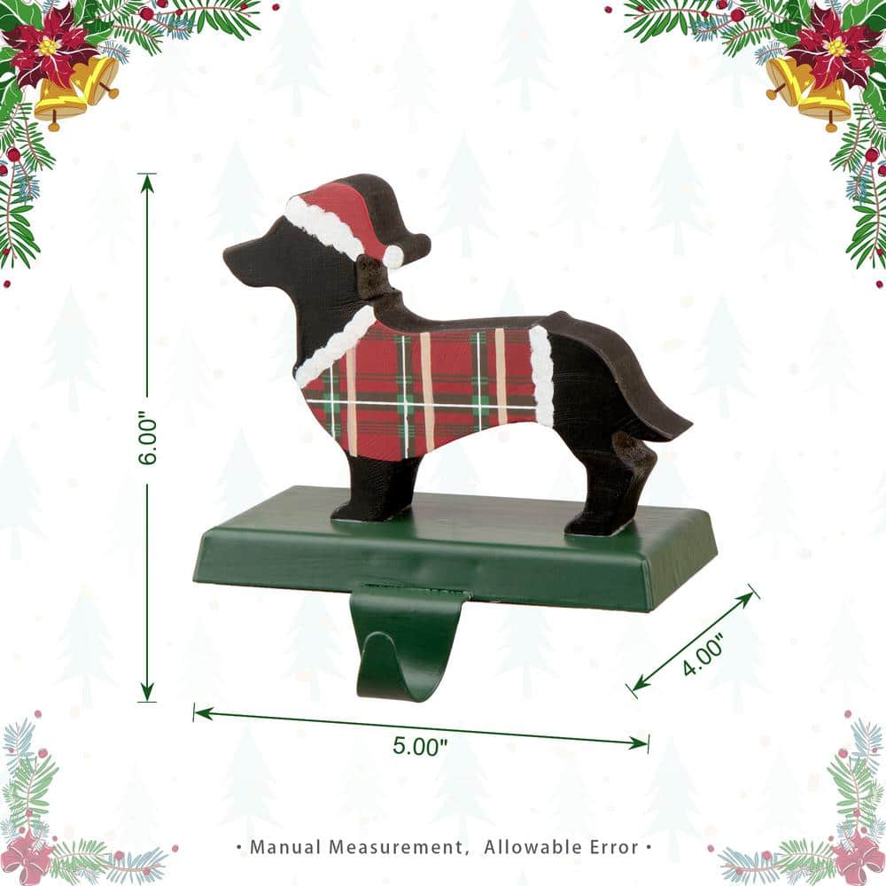 5.92 in. H Wooden/Metal Dachshund Stocking Holder (2-Pack) - Hercitys