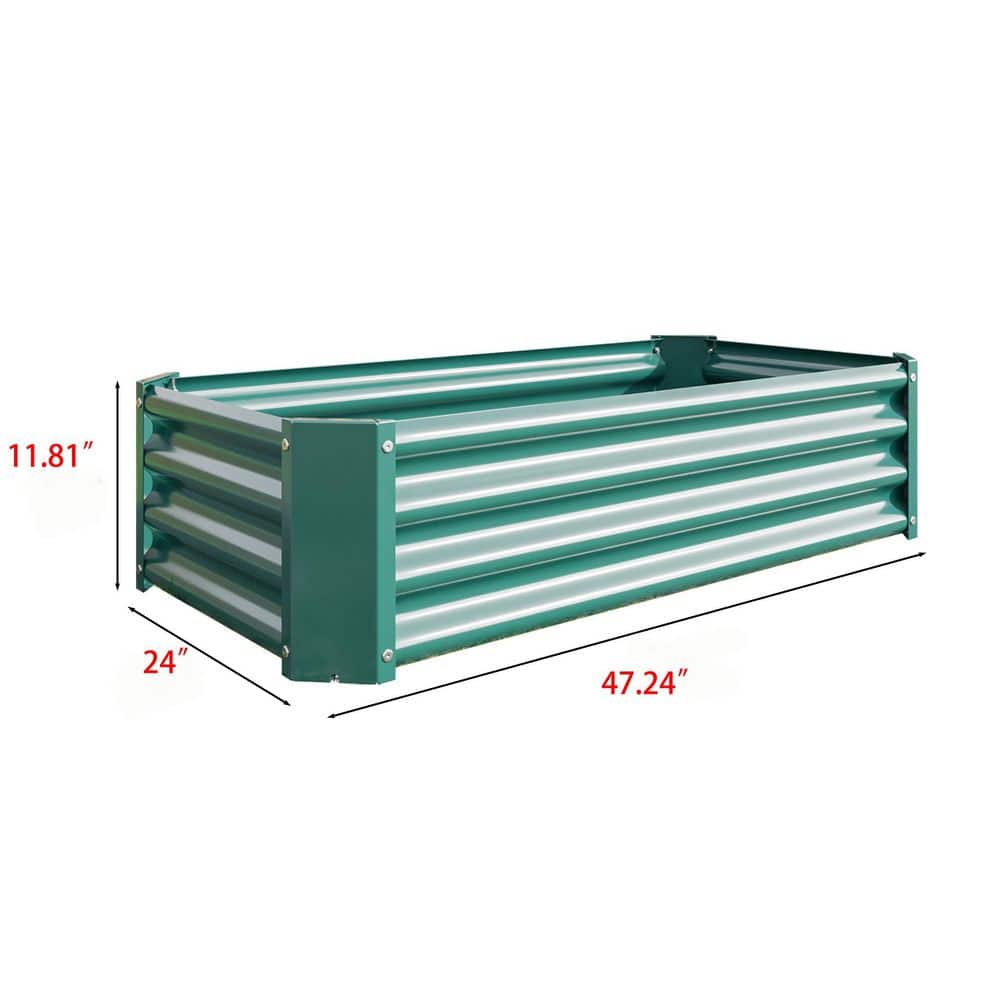 47.24 in. x 24 in. x 11. 81 in. Rectangle Metal Raised Garden Bed in Green - Hercitys