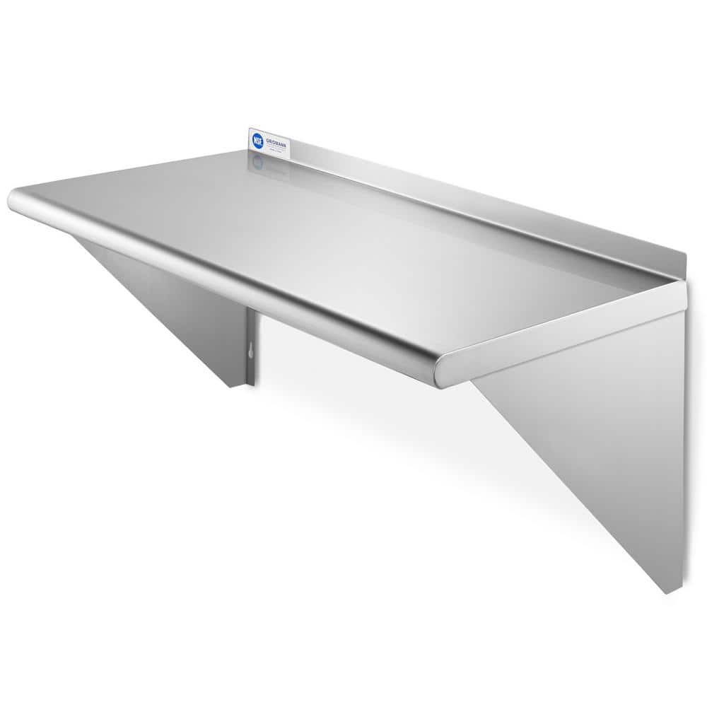 18 in. x 48 in. x 18.5 in. Stainless Steel Wall-Mount Garage Wall Shelf with Brackets - Hercitys