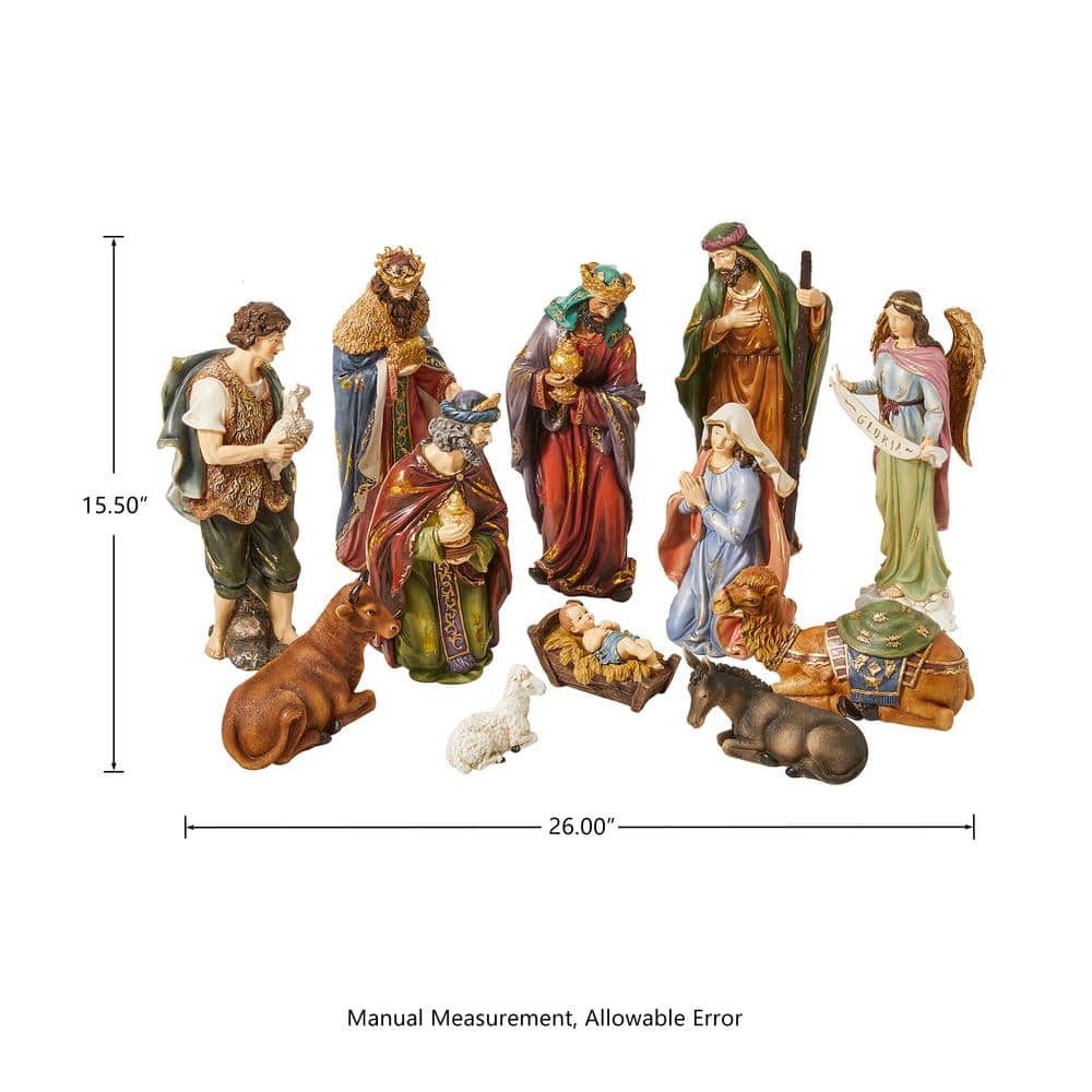 10 in. H Resin Nativity Figurine Set (12-Pieces) - Hercitys