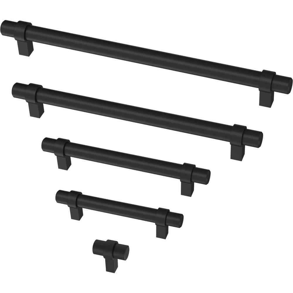 10-Pack Simple Wrapped Bar 7-9/16 in. (192 mm) Classic Matte Black Cabinet Drawer Pulls - Hercitys