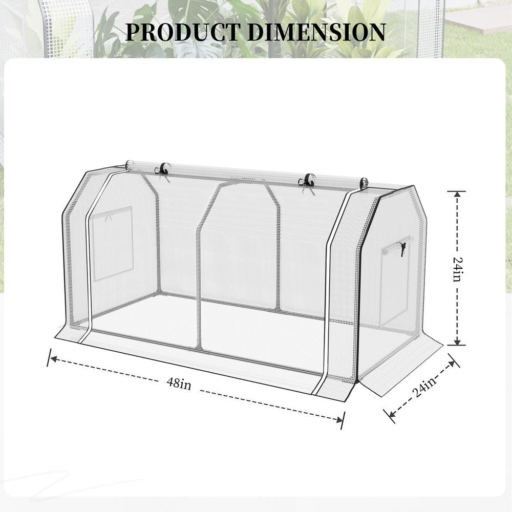 48 in. x 24 in. x 24 in. Mini Greenhouse Hexagonal Portable White House with Roll-Up Zippered Doors UV Waterproof Cover - Hercitys