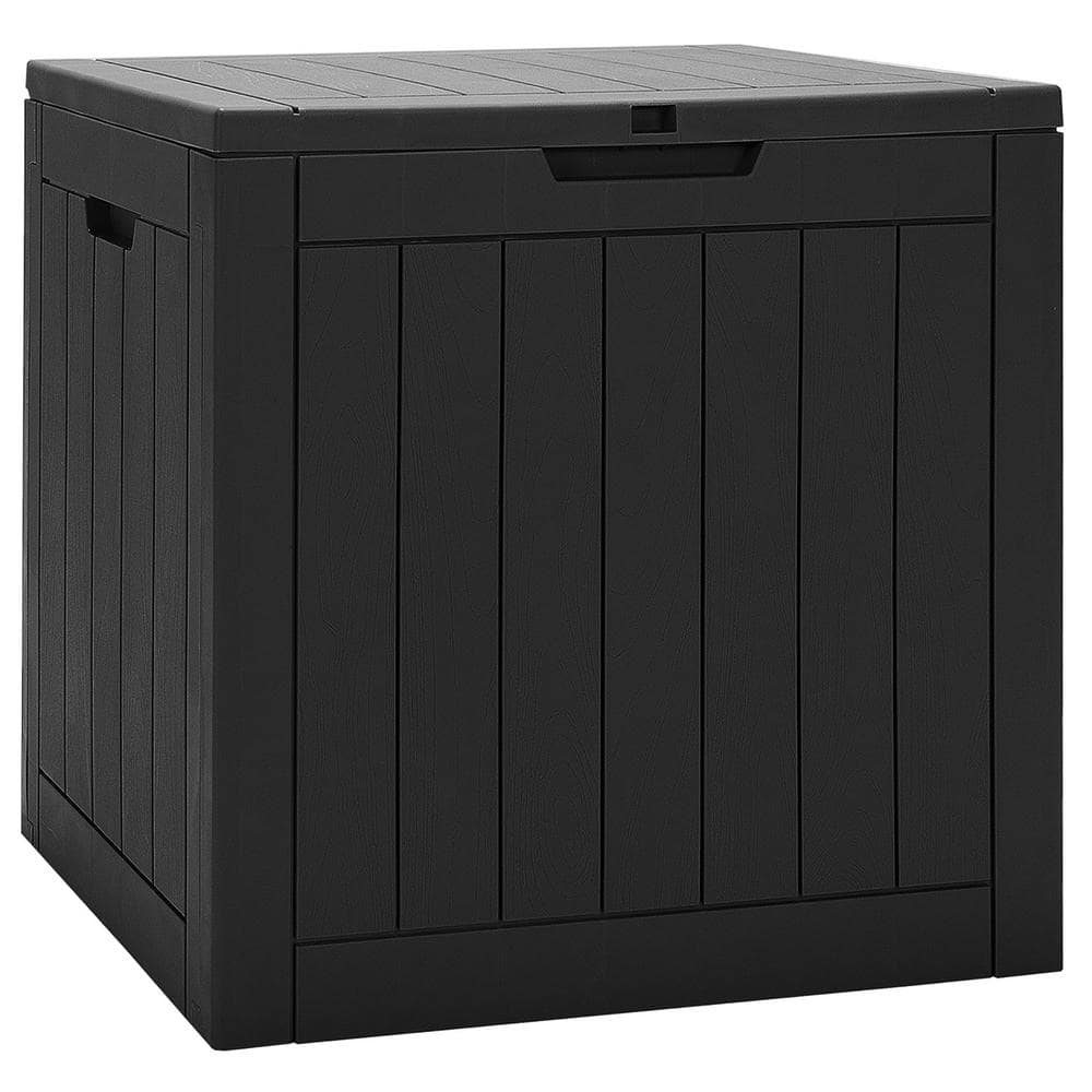 30 Gal. Deck Storage Box Container Seating Tools Organization Deliveries Black - Hercitys