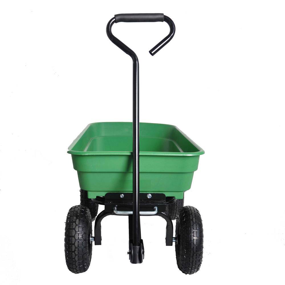 16.78 cu. ft. Metal Folding Car Garden Cart with Steel Frame, 10 in. Pneumatic tire, 300 lb. Capacity body 55L, Green - Hercitys