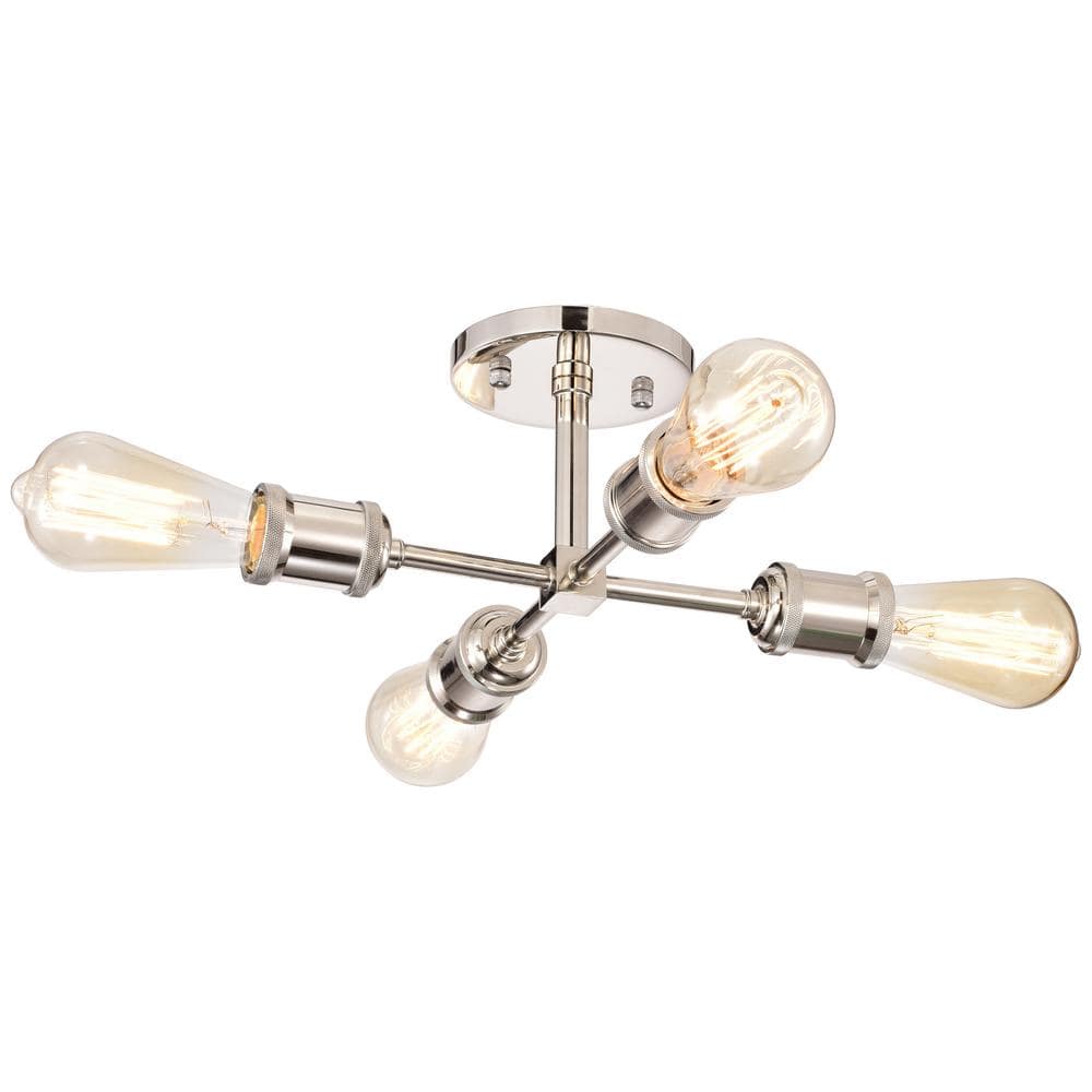 4-Light Polished Nickel Sputnik Semi-Flush Mount - Hercitys
