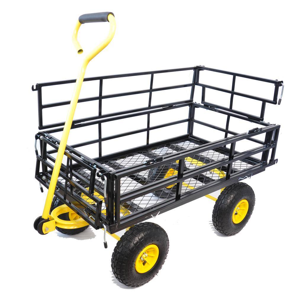 16.7 cu. ft. Metal Yard Wagon Garden Cart Removable Sides Black - Hercitys