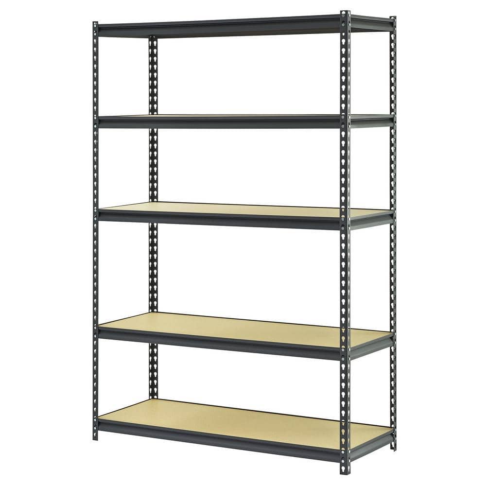 5-Shelf Steel Shelving Unit in Black (72 in. H x 48 in. W x 18 in. D) - Hercitys
