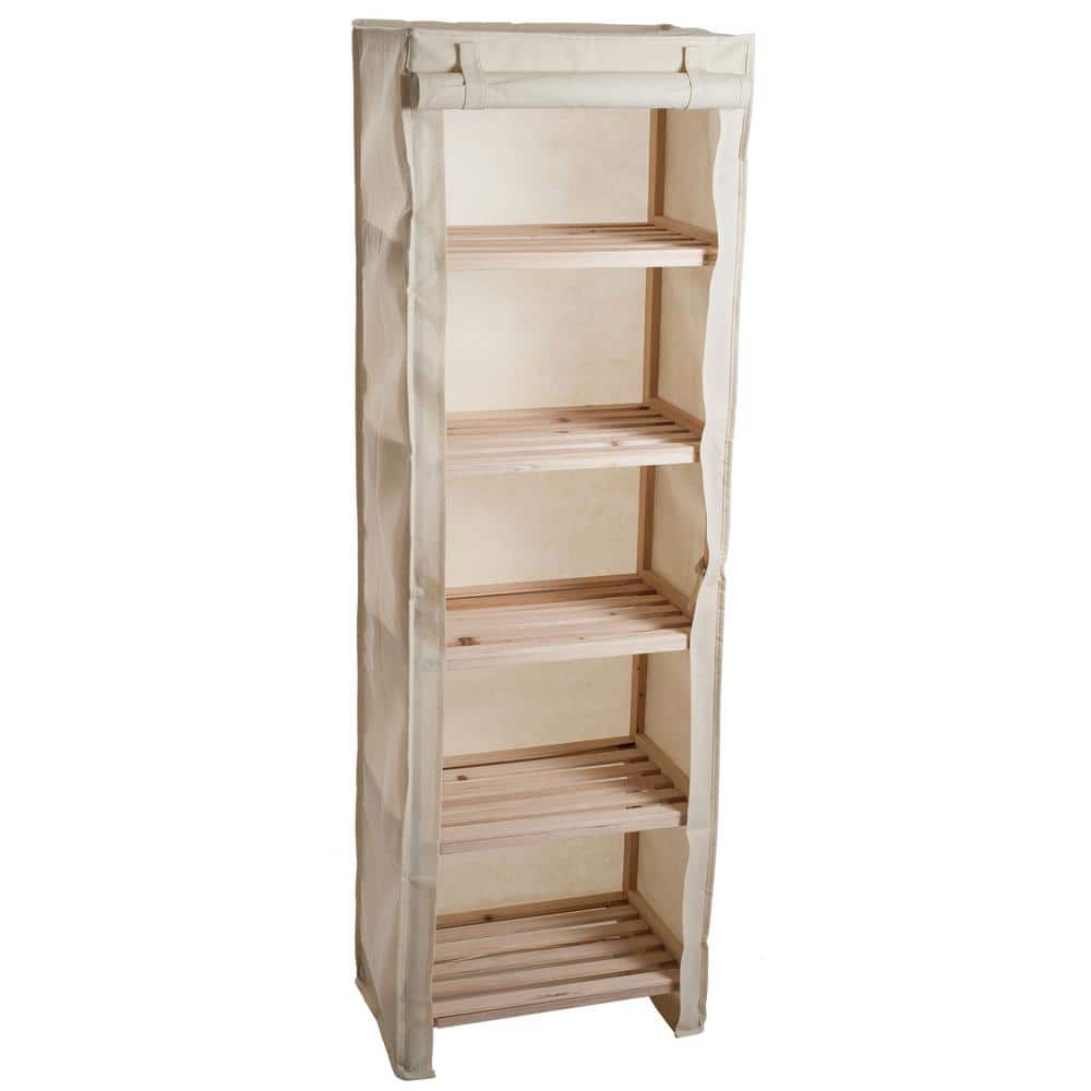 5-Tier Wooden Shelving Unit with Removable Cover - Hercitys
