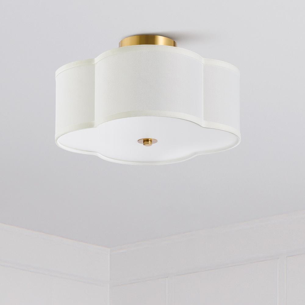 12.6 in. 4-Light Fabric Semi Flush Mount Ceiling Light Fixture with Fabric Shade, Acrylic Diffuser and E26 Bases - Hercitys