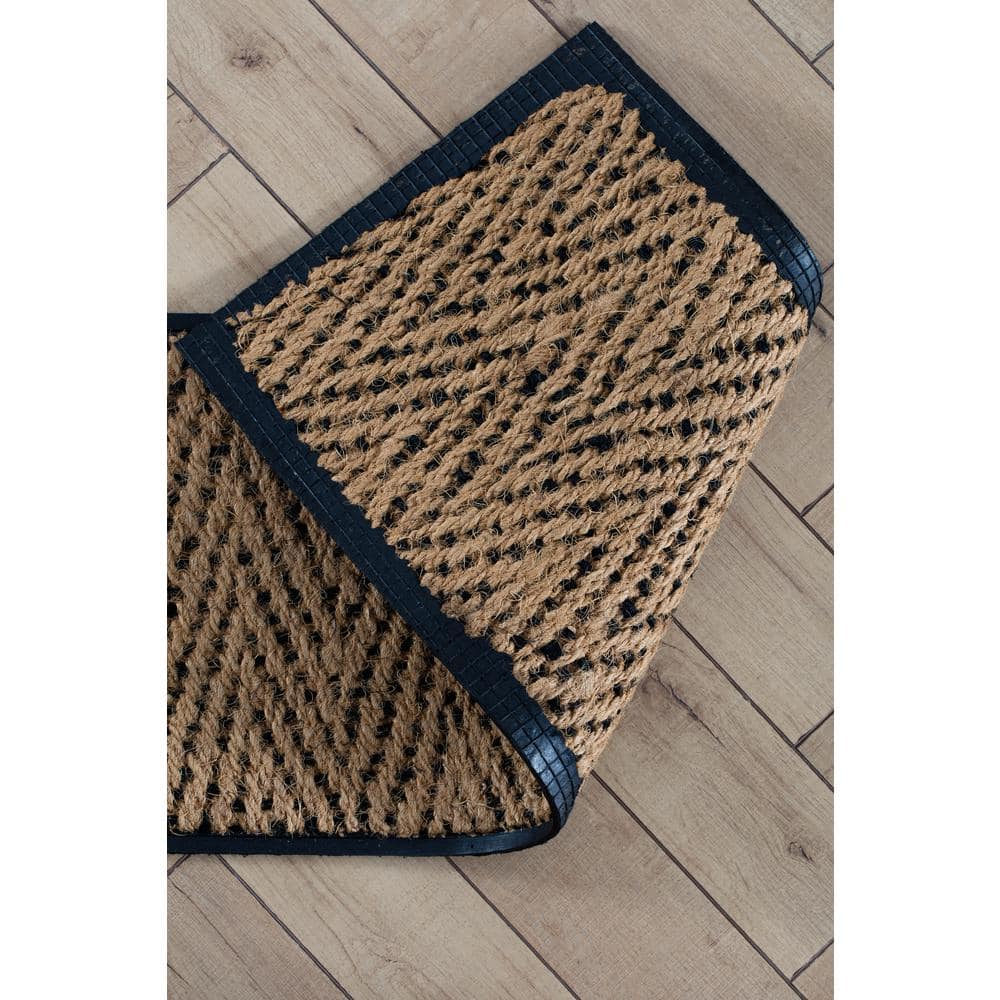 24.5 in. x 14 in. x 1.5 in. Natural and Recycled Rubber Boot Tray with Tan and Black Coir Insert - Hercitys