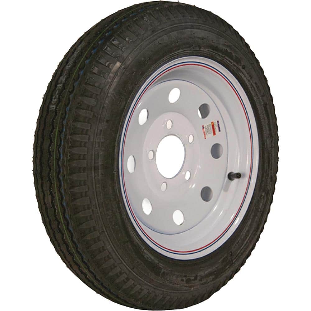 480-12 K353 BIAS 990 lb. Load Capacity White with Stripe 12 in. Bias Tire and Wheel Assembly - Hercitys