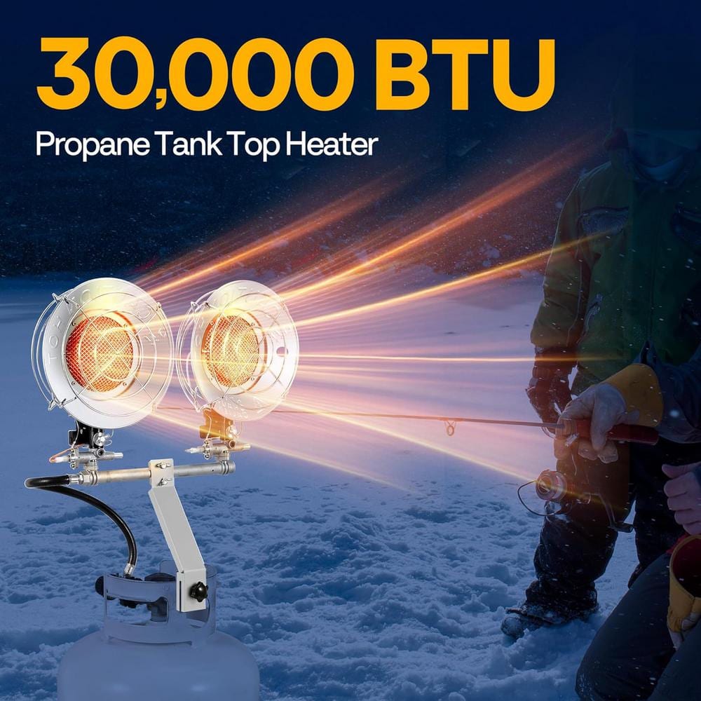 30000 BTU Propane Tank Top Portable Patio Heater with Double Head - Hercitys