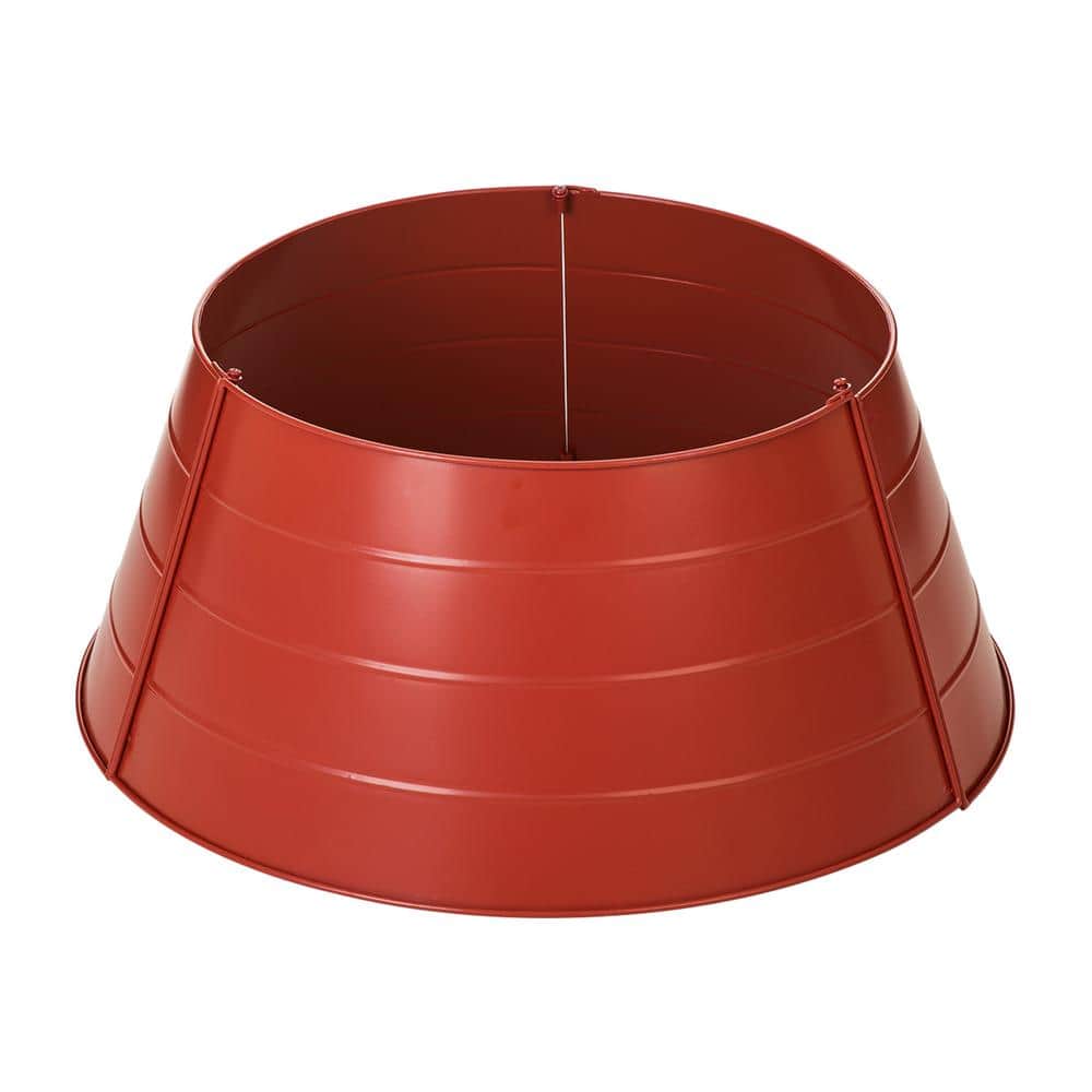 22 in. D Christmas Painted Red Metal Tree Collar (KD) - Hercitys