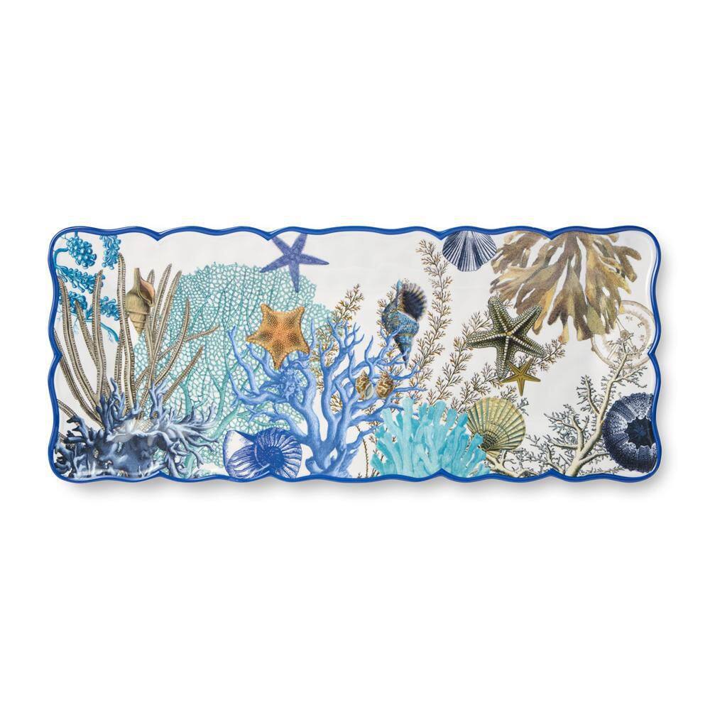 14.5 in. Blue Lagoon Melamine 2-Piece Platter - Hercitys