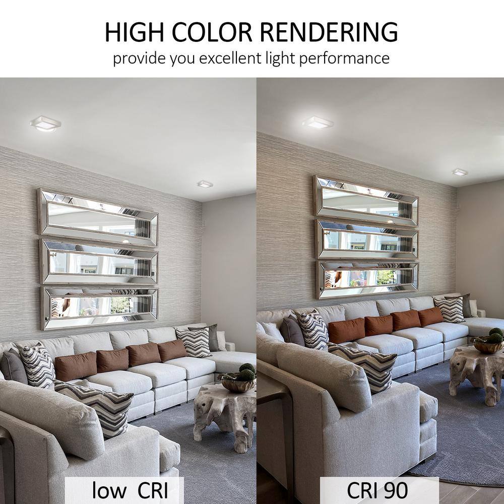 4-Pack 9 in. Brushed Nickel Selectable LED Integrated LED Flush Mount Square Downlight - Hercitys