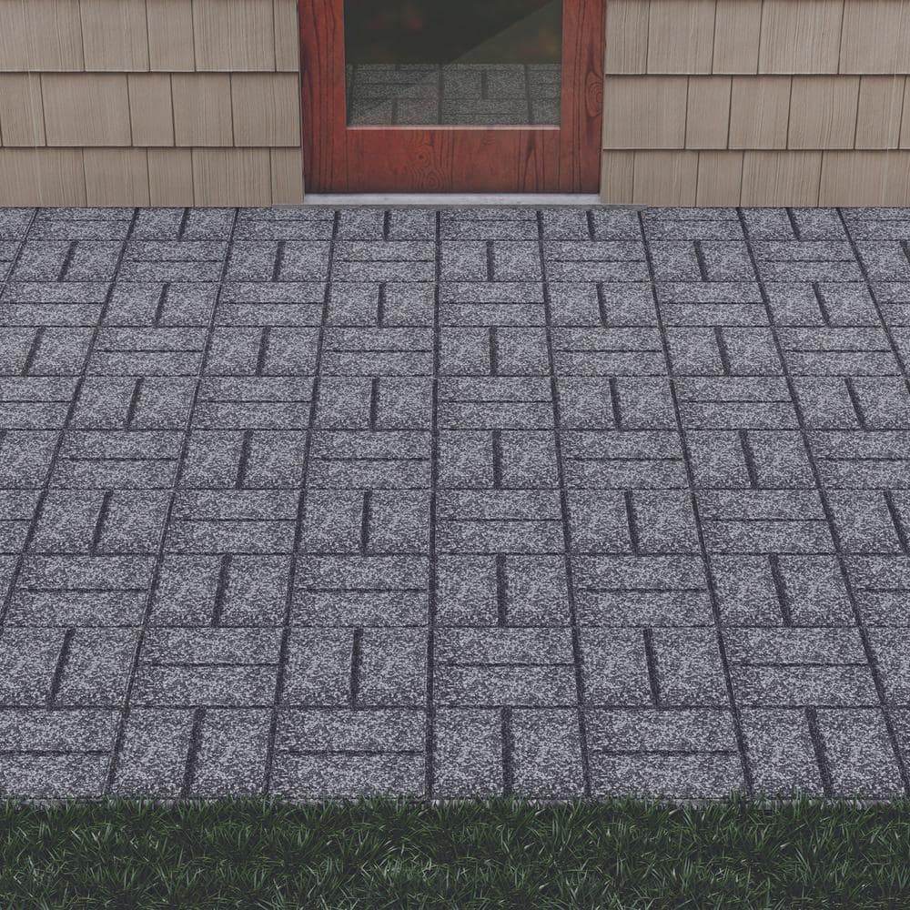 16 in. x 16 in. x ¾ in. Black/Gray Blended Dual-Sided Rubber Paver (9-Pack) - Hercitys