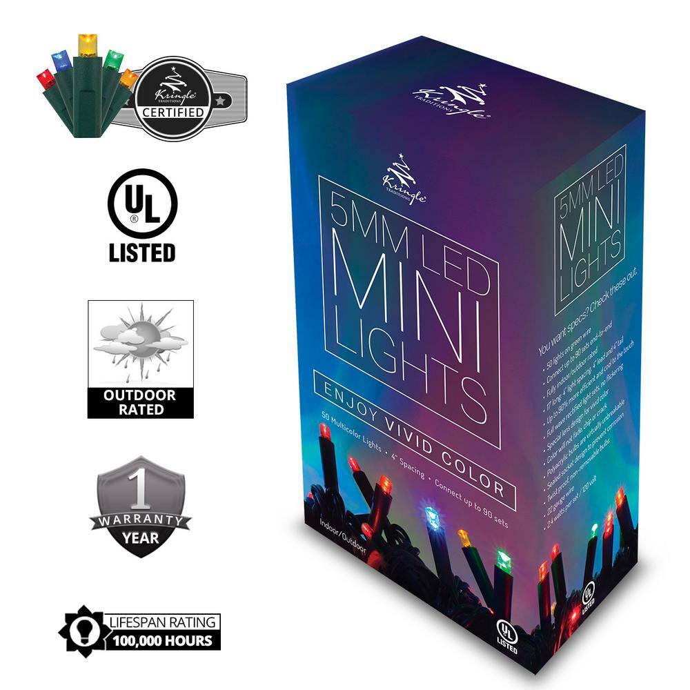 17 ft. 50-Light Multi-Color 5 mm LED Mini Light Set - Hercitys