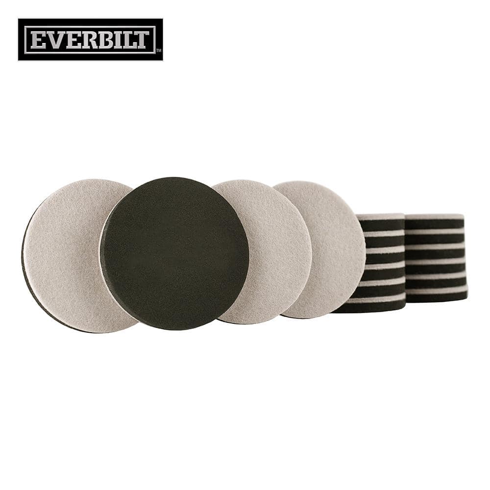 3-1/2 in. Beige and Black Round Felt Heavy Duty Furniture Slider Pads for Hard Floors (16-Pack) - Hercitys