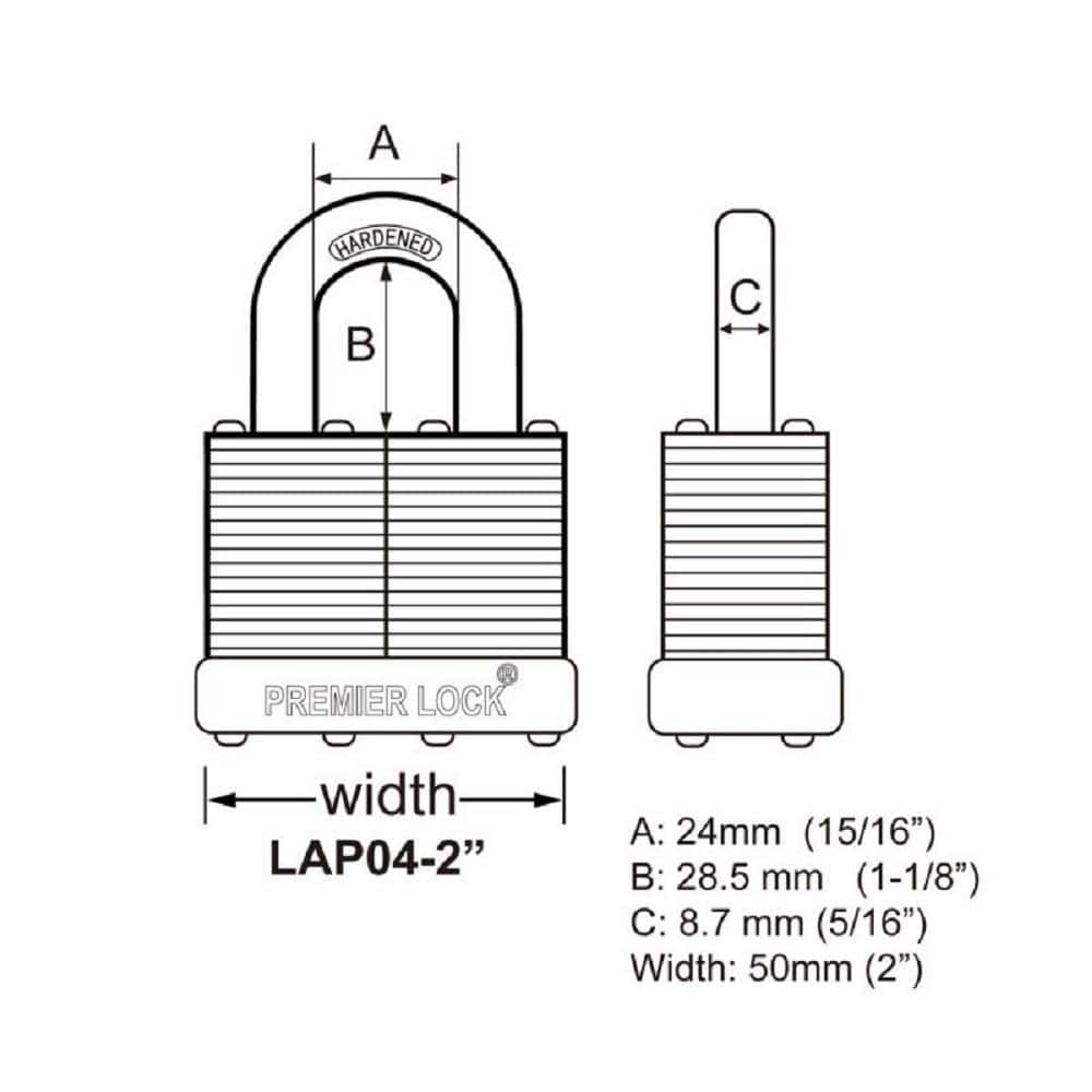 2 in. Nickel Plated Laminated Steel Keyed Padlock with Vinyl Bumper and 48 Keys Total, (24-Pack, Keyed Alike) - Hercitys