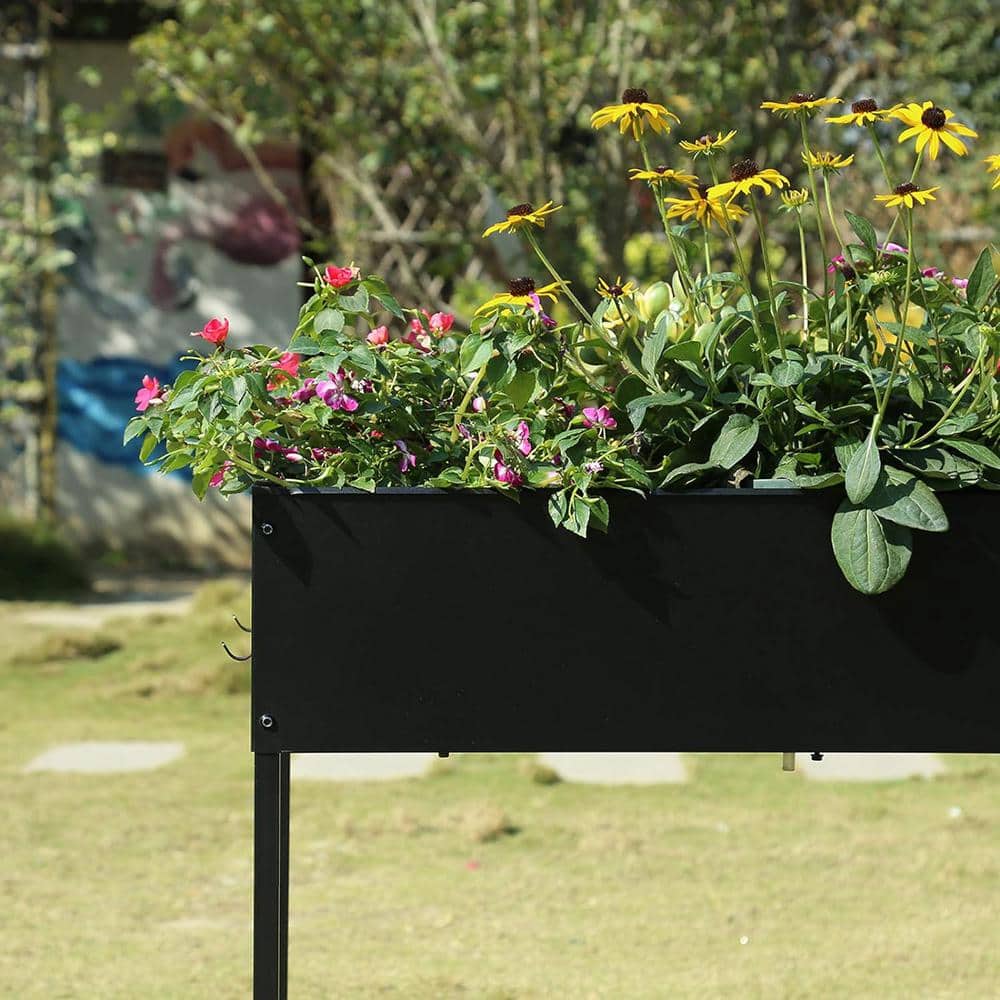 51 in. x 26.5 in. x 31 in. Movable Metal Raised Garden Bed with Legs Black - Hercitys