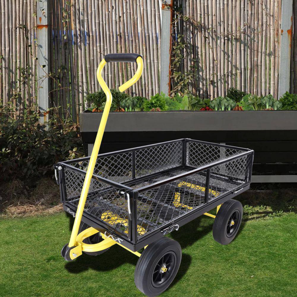 3.5 cu.ft. 37 in. Metal Tools cart Wagon Cart Garden Cart with Solid wheels - Hercitys