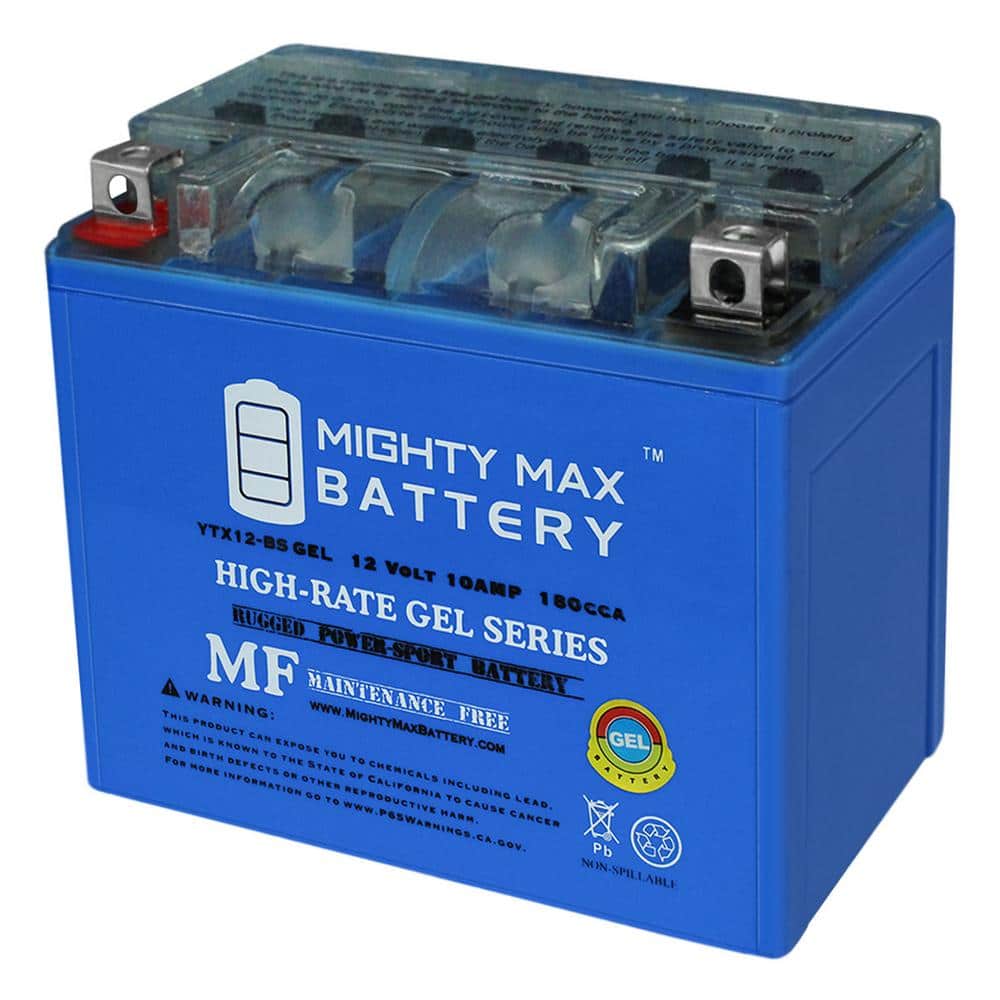 12-Volt 10 Ah 180 CCA GEL Rechargeable Sealed Lead Acid (SLA) Powersport Battery - Hercitys