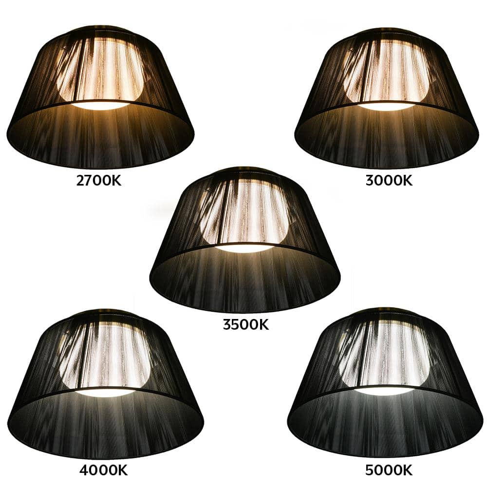 13 in. Black Mesh Japandi Design LED Flush Mount Ceiling Light Matte Gold Housing 800 Lumens Adjustable CCT Dimmable - Hercitys