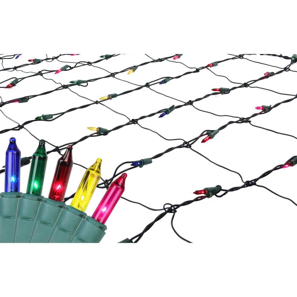 4 ft. x 6 ft. Multi-Color Mini Net Style Christmas Lights with Green Wire - Hercitys