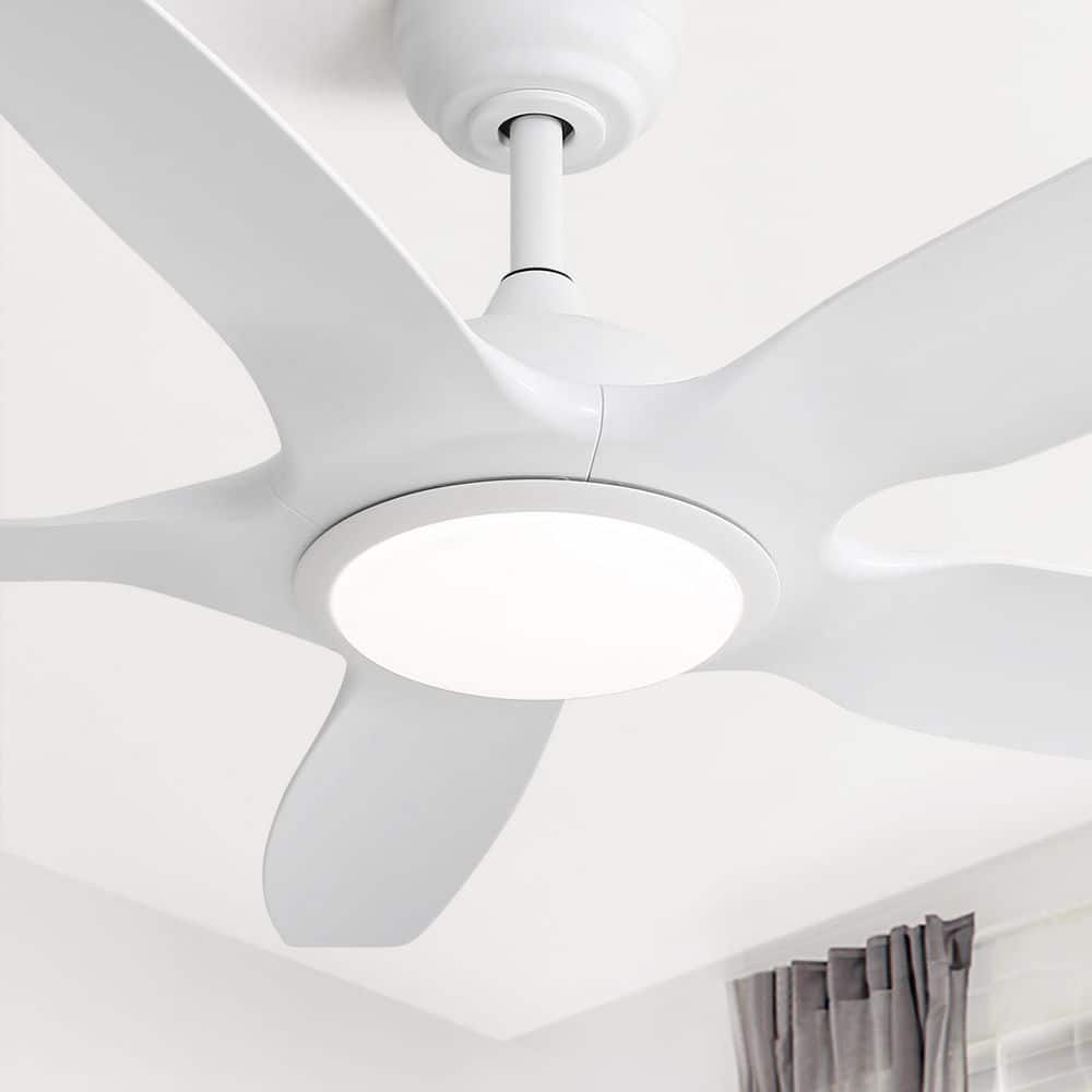 48 in. Indoor/Outdoor 6-Speed White Ceiling Fan with Adjustable White Integrated LED Light and Remote Control - Hercitys