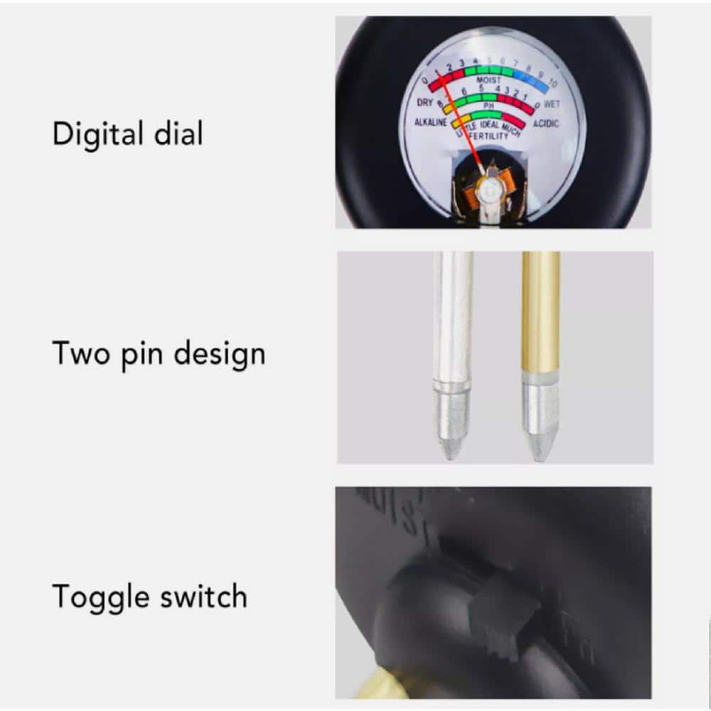 3-in-1 Soil Tester Hygrometer Soil Plant Water Meter Immediate Test Results Moisture PH Hygrometer Fertility, Black - Hercitys