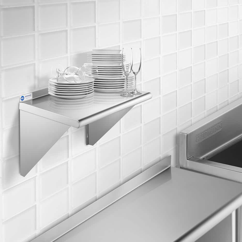 18 in. x 24 in. x 18.5 in. Stainless Steel Wall-Mount Garage Wall Shelf with Brackets - Hercitys