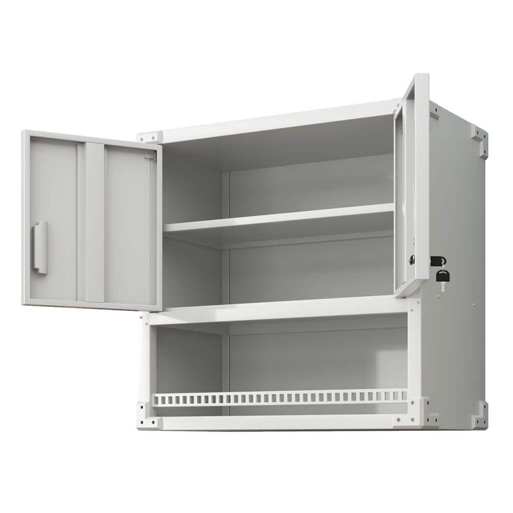 31.5 in. W x 11.81 in. D x 30.31 in. H Heavy-Duty Steel Garage Wall Mount Cabinet, Tool Storage Cabinet in White - Hercitys
