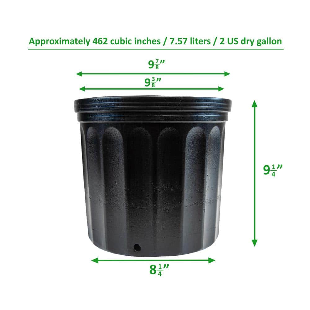 2 Gal. Plastic Nursery Pots (7.57 l) 20-Pack - Hercitys