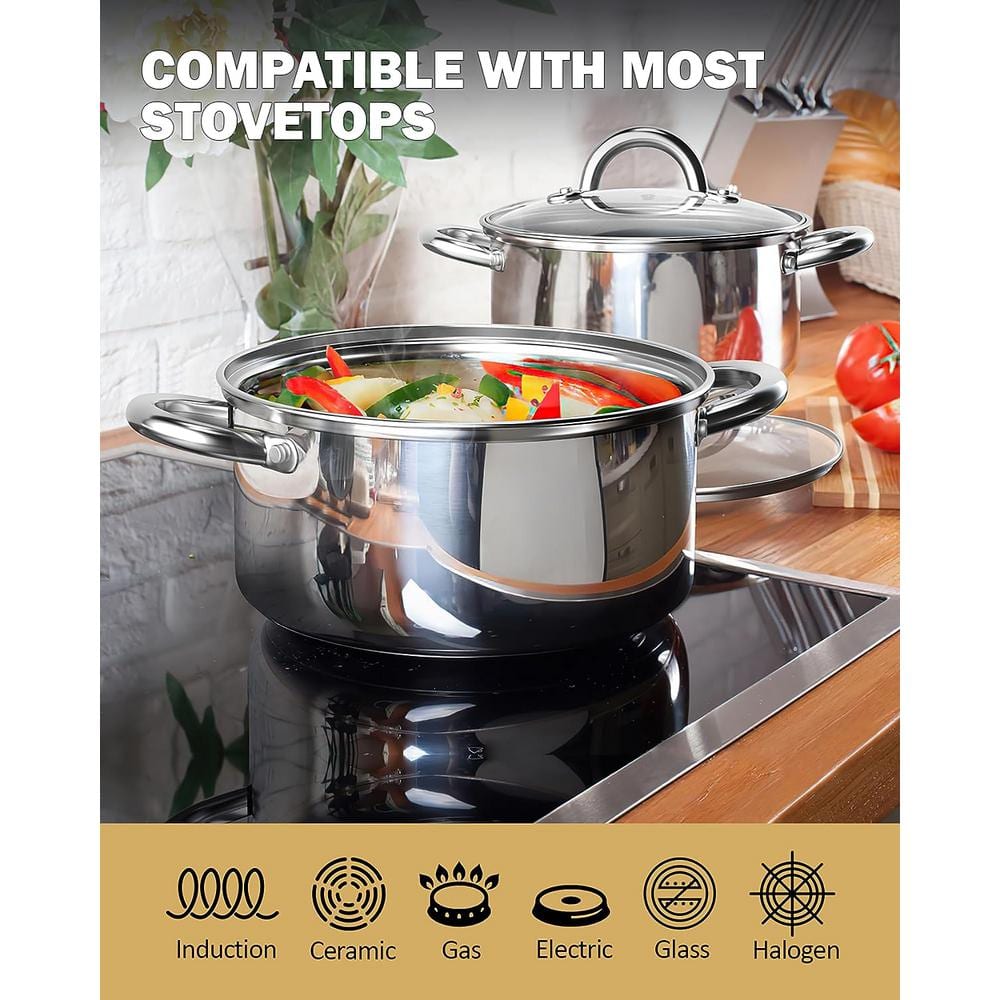 16 qt. Stainless Steel Stock Pot with Glass Lid - Hercitys