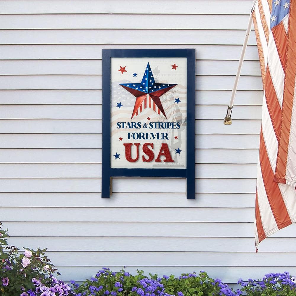 24 in. H Patriotic/Americana Wooden Easel Porch Decor - Hercitys