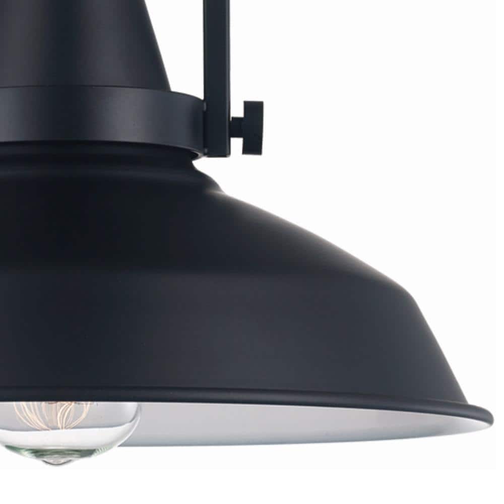 12 in. 1-Light Black Industrial Farmhouse Semi-Flush Mount Ceiling Light Fixture with Metal Shade - Hercitys