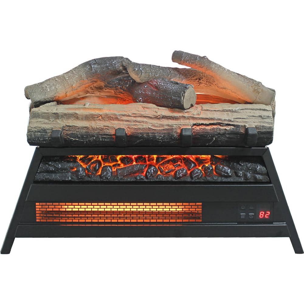 23 in. Infrared Electric Fireplace 3D Log Set Insert in Antique Black for Indoor - Hercitys