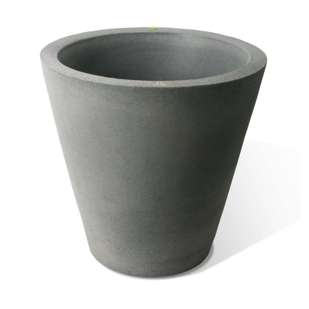 26 in. H x 26 in. Taupestone Coarse Ribbed Texture Olympus Polyethylene Self-Watering Planter - Hercitys